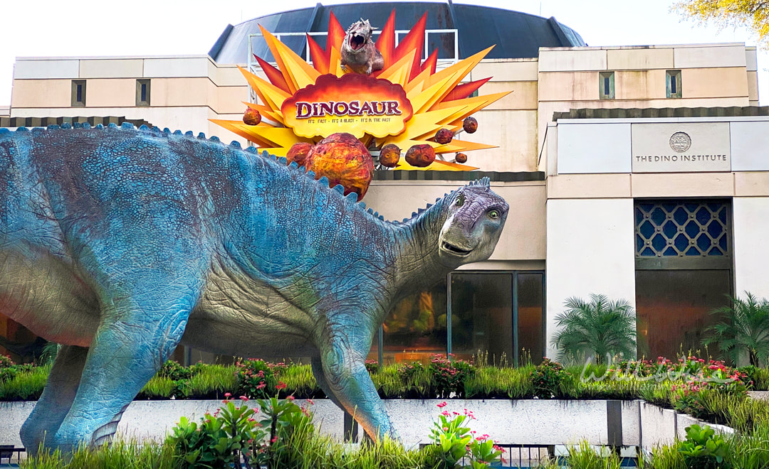 Dinosaur statue out front Disney Animal Kingdom ride Picture